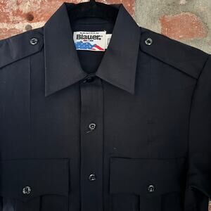 Blauer Men's MADE IN USA Workwear Dark Navy Work Shirt Size 14.5 M 20x31